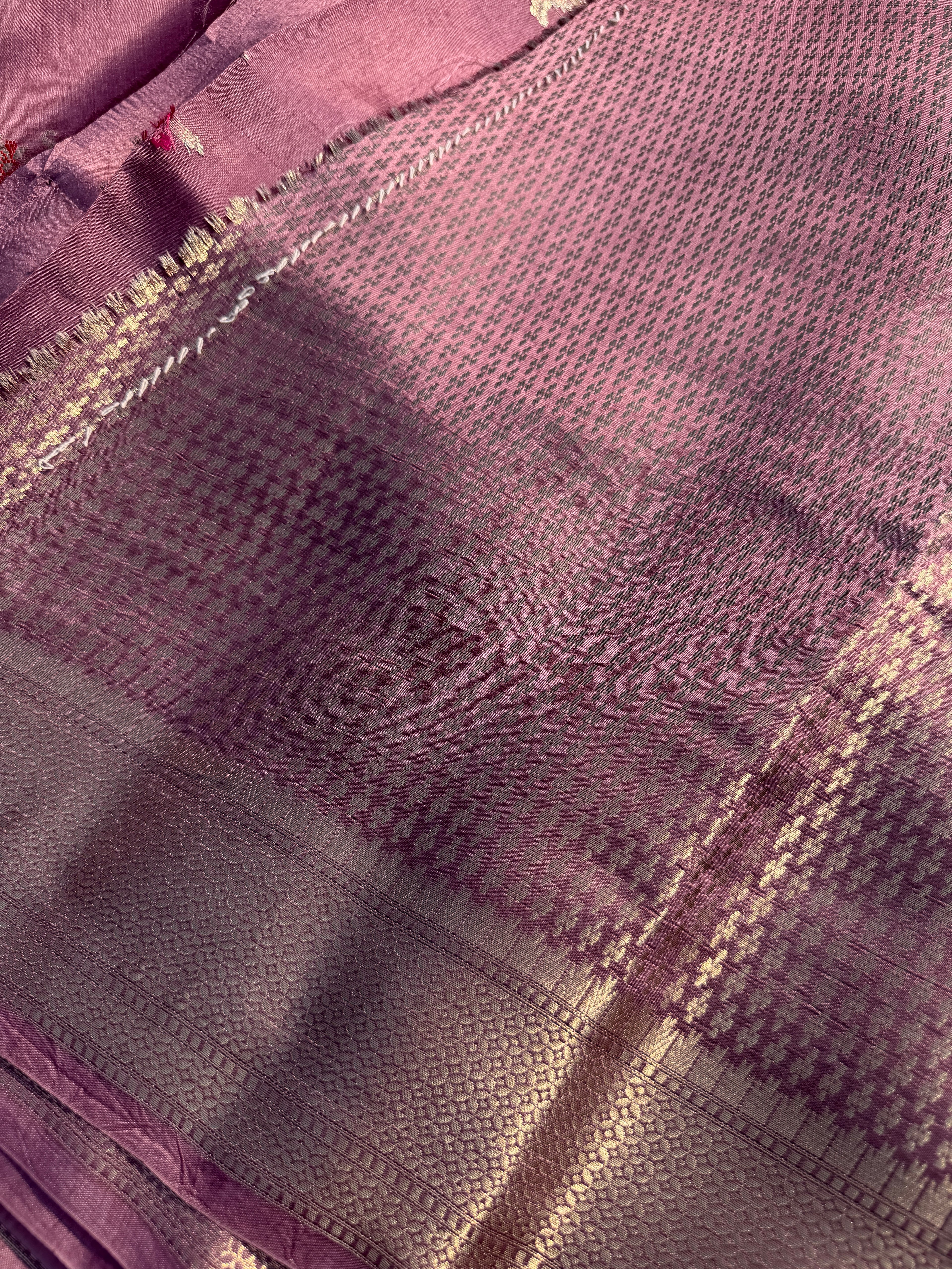 Lavender Purple Kora Silk Saree