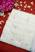 Linen Saree Floral Embroidery – Lavender