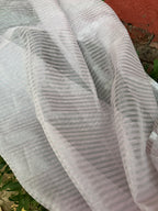 Linen Saree Floral Embroidery with Mirror Work – Blush Pink