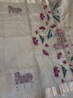 Rose gold Kota Tissue Pichwai Appliqué Saree