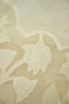 Linen Saree with Appliqué Work – Ivory Cream