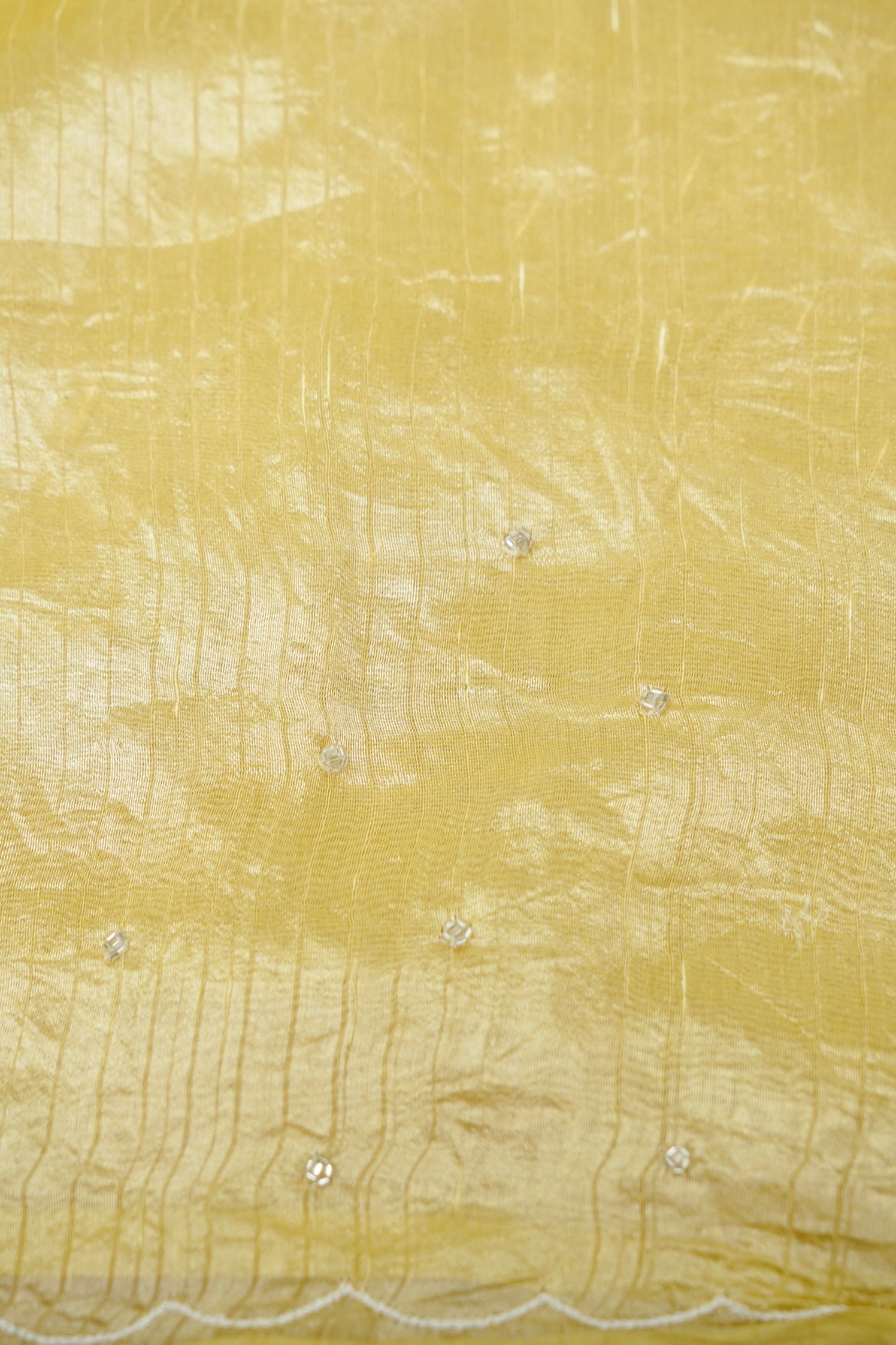 Raw Silk Saree with Handcrafted Moti & Zardozi Floral Embroidery – Lemon Gold Glow