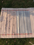 Linen Saree with Floral Embroidery – Peach