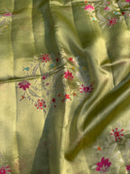 Pastel Green Kora Silk Saree