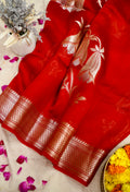 Kora Silk Saree - Red