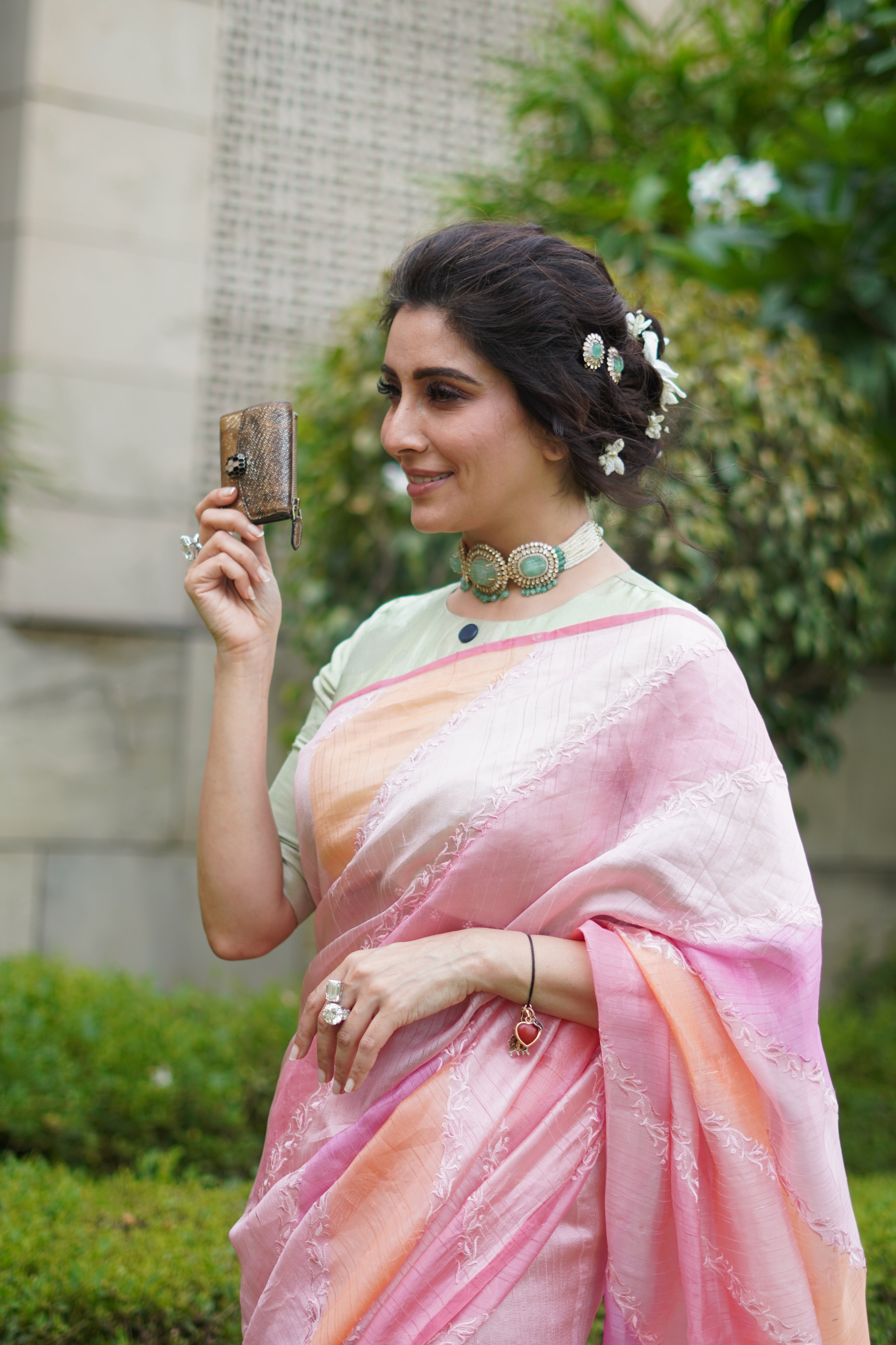 Rangkaat Raw Silk Saree with Thread Embroidery -Pink