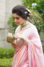 Rangkaat Raw Silk Saree with Thread Embroidery -Pink