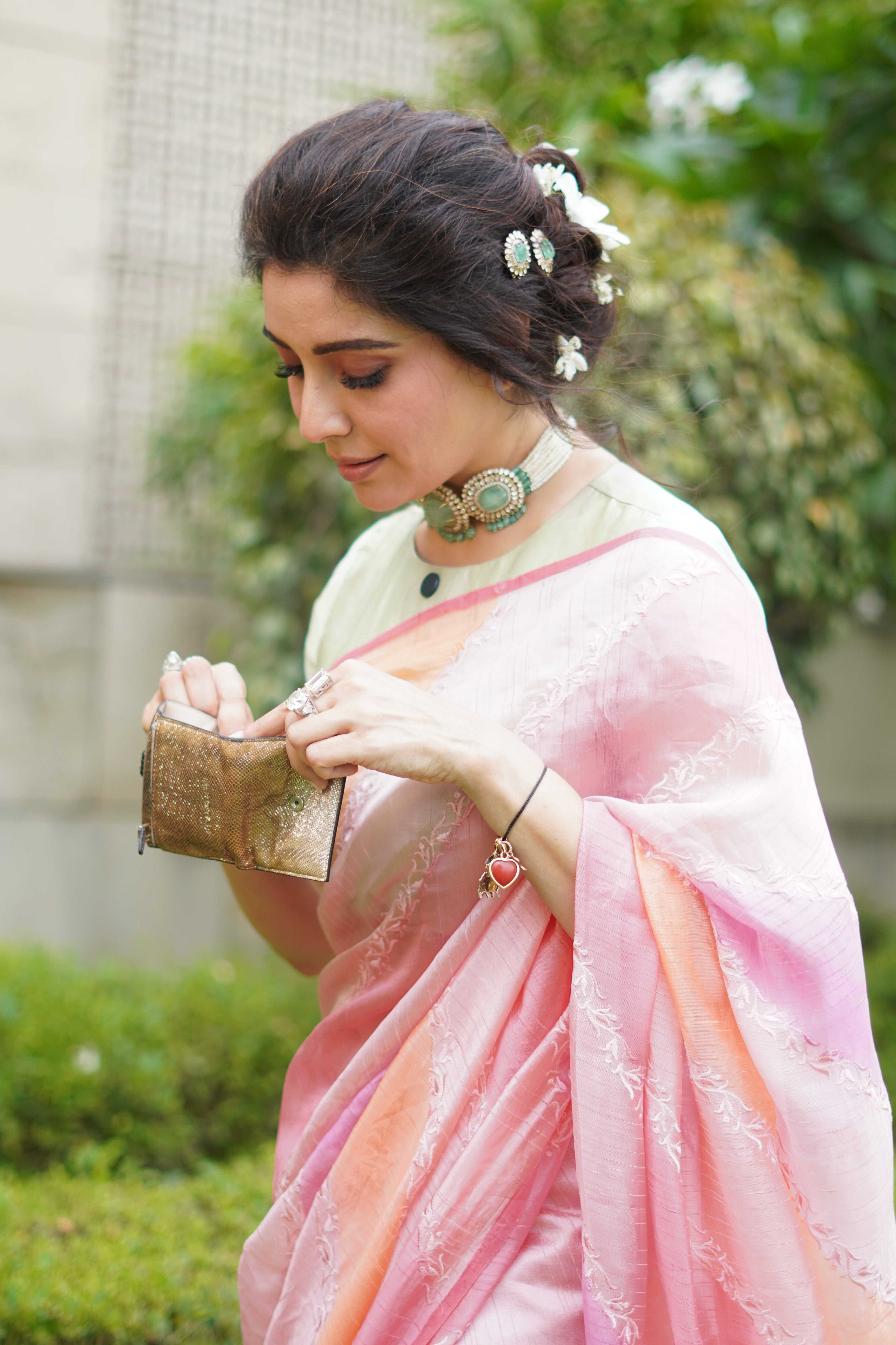 Rangkaat Raw Silk Saree with Thread Embroidery -Pink
