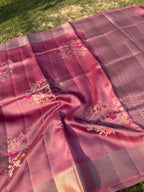 Dusty Rose Kora Silk Saree