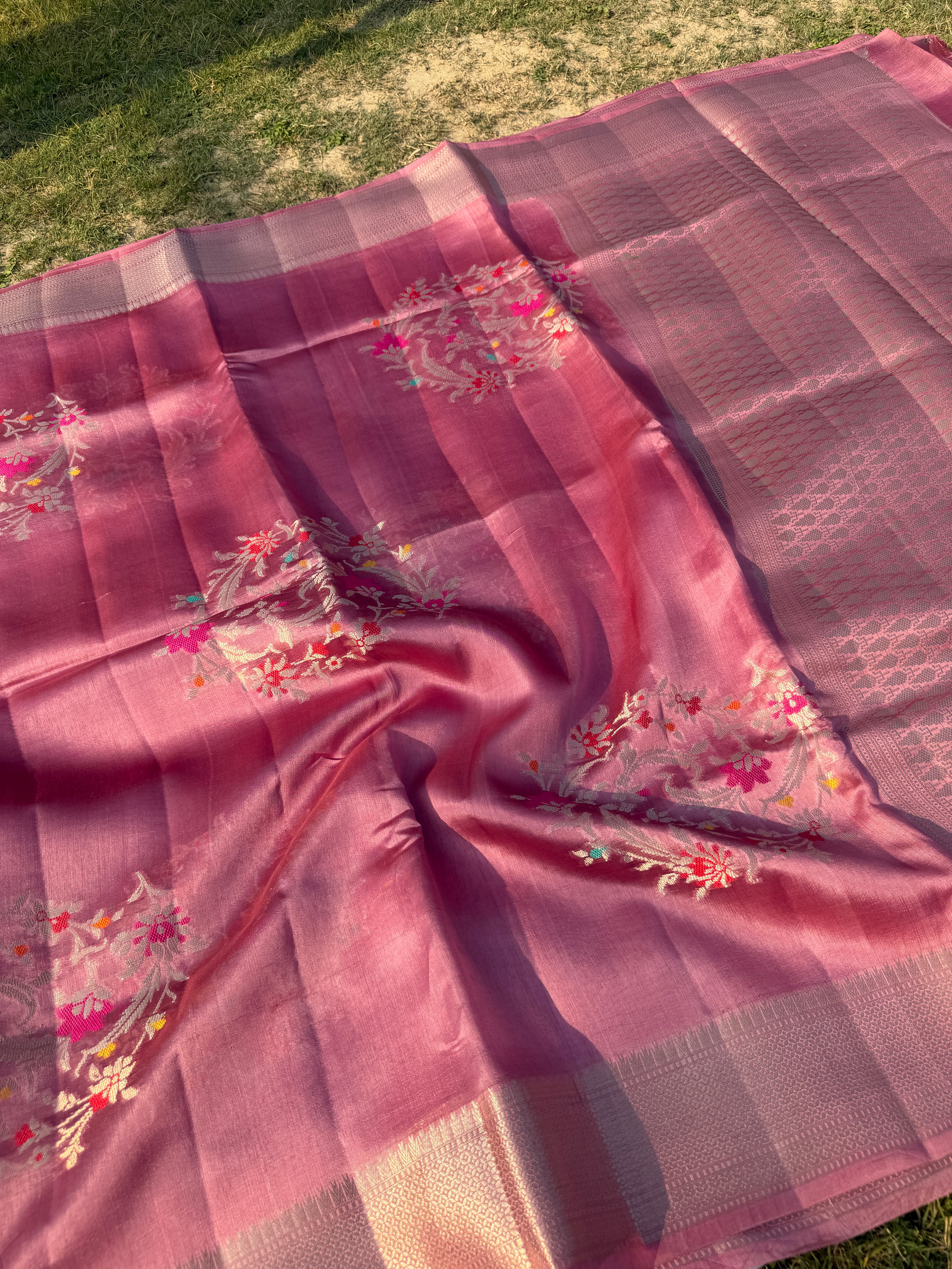 Dusty Rose Kora Silk Saree