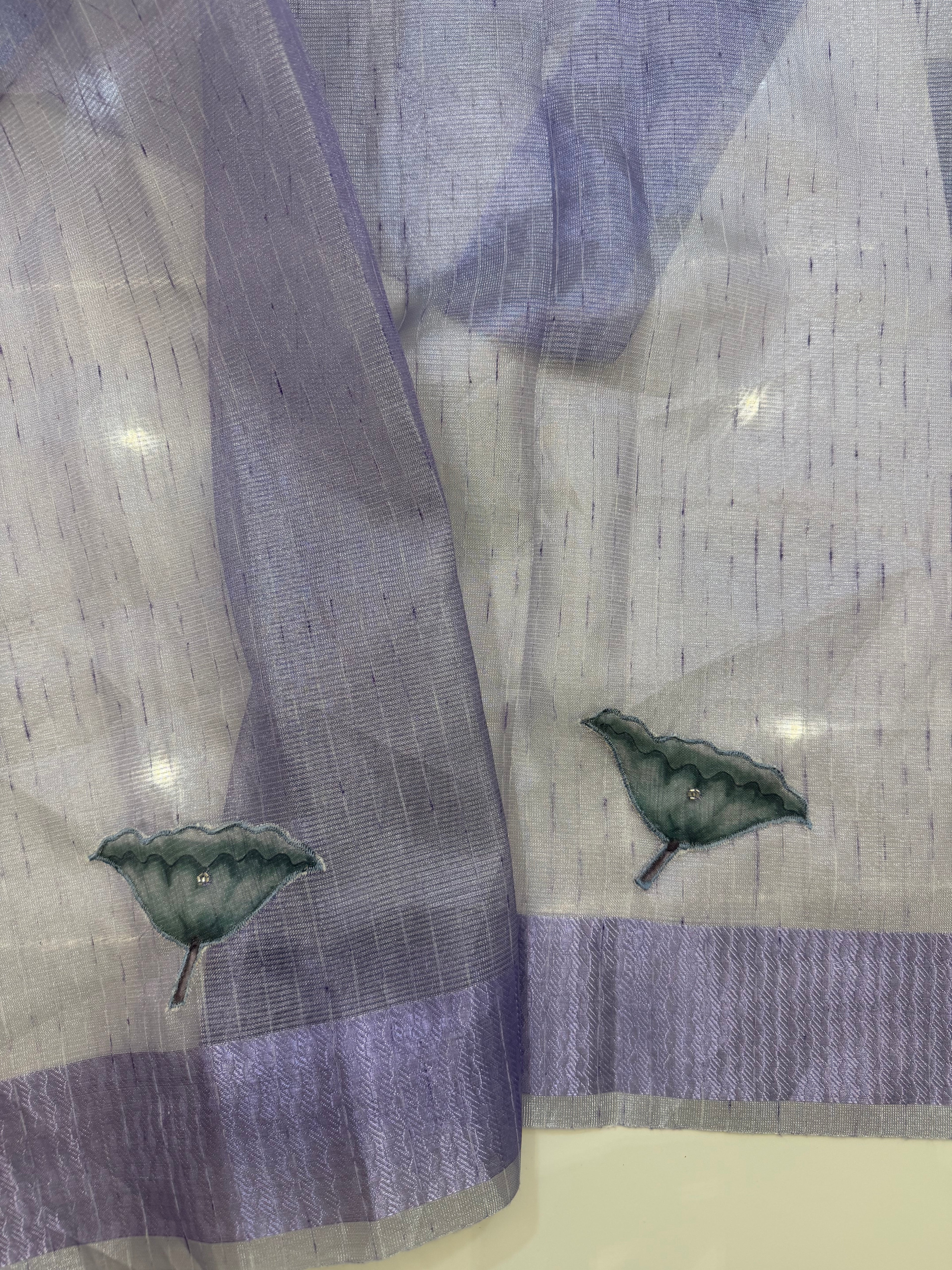 Lavender Kota Tissue Pichwai Appliqué Saree
