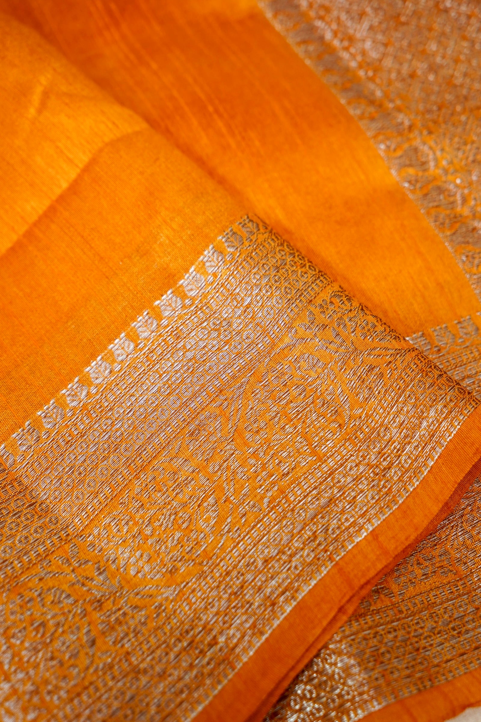 Raw Silk Saree with Antique Zari - Mustard