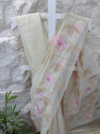 Linen Saree with Tissue Appliqué Work
