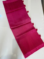 Ombre Raw Silk Organza with Embroidered Border – Pink