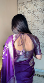 Kora Silk Saree - Deep Purple
