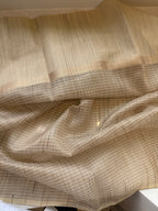 Checks Linen Tissue Saree with Embroidery -Pink