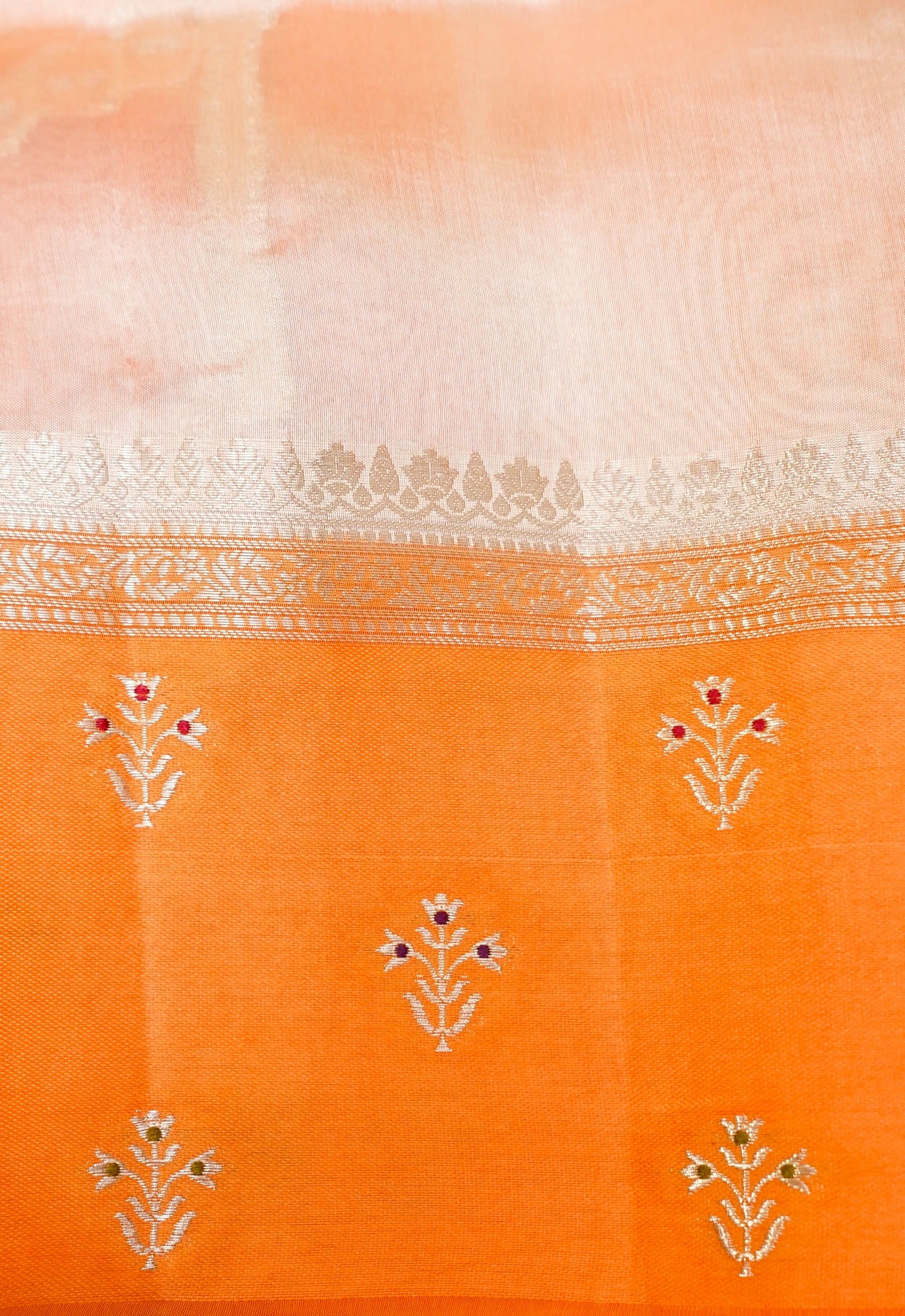 Kora Silk Rangkaat Saree Zari Weaving – Orange