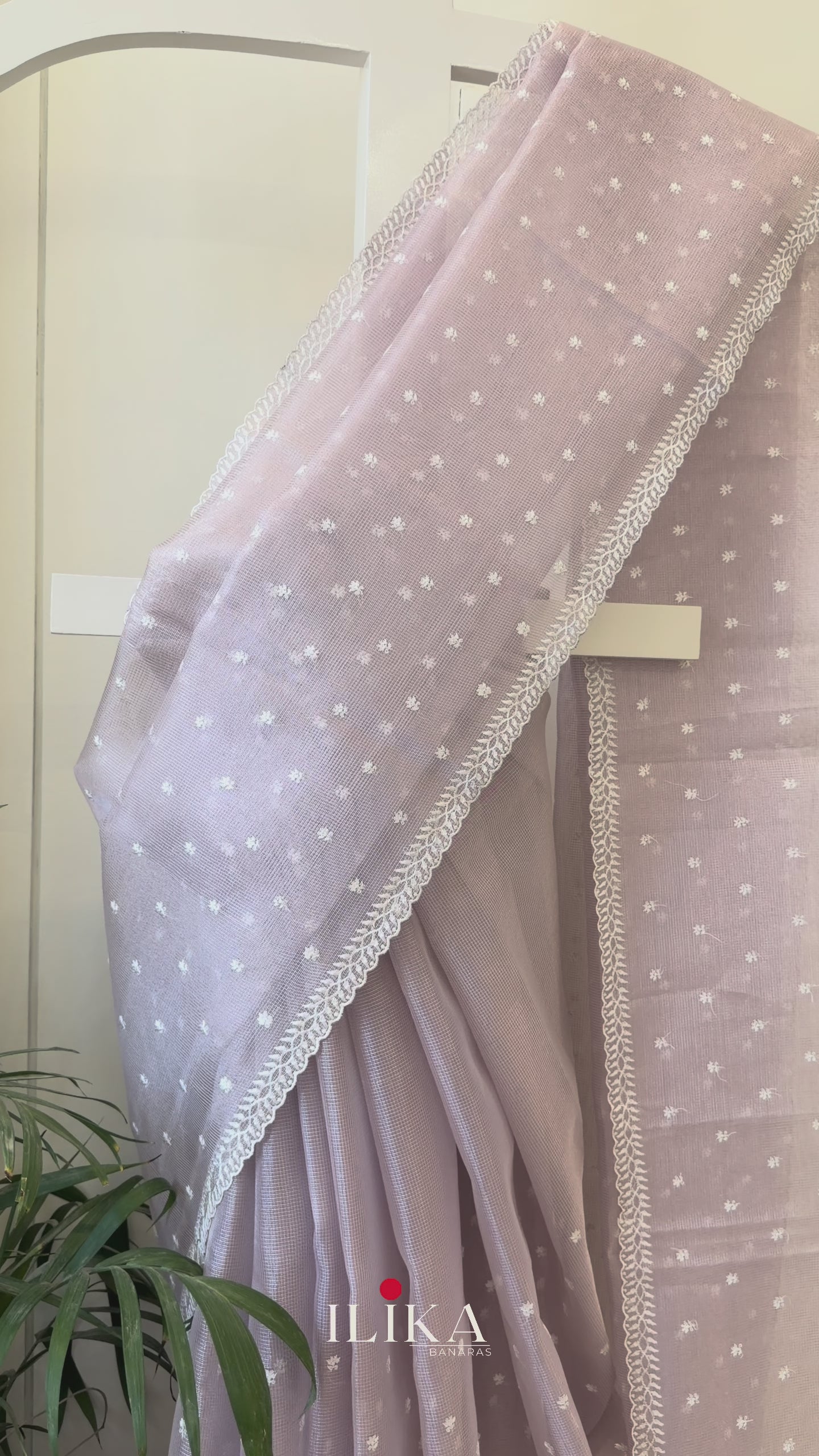 Tissue Saree with Thread Butti - Pastel Lilac