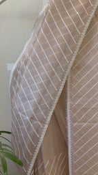 Tissue Saree with Diagonal Thread Embroidery- Rose Gold