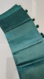 Ombre Raw Silk Organza with Embroidered Border – Green