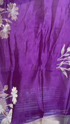 Kora Silk Saree - Deep Purple