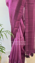 Ombre Raw Silk Organza with Embroidered Border – Wine
